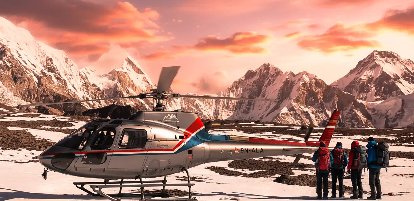 Everest Base Camp Trek with Helicopter Return — panoramic Himalayan landscape